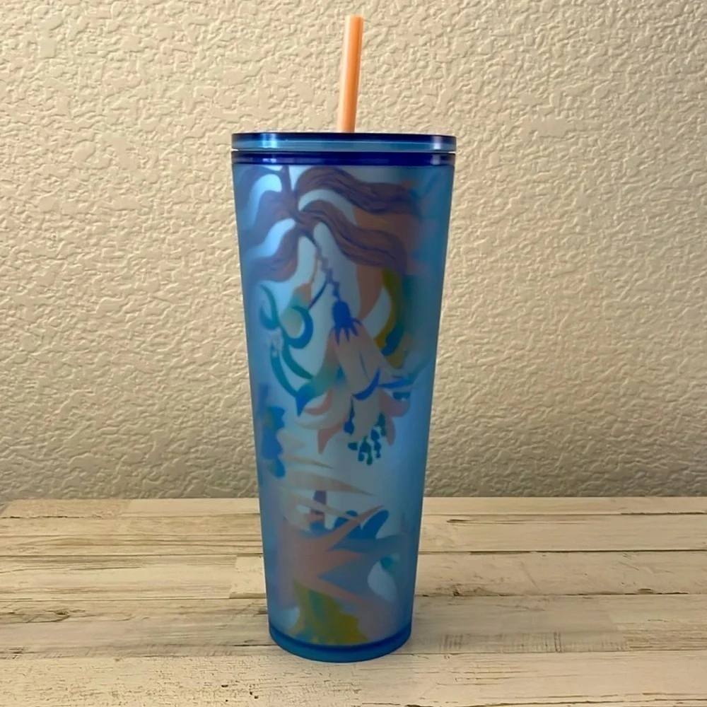 Starbucks 2023 Blue Floral Soft Touch 24 OZ Tumbler.